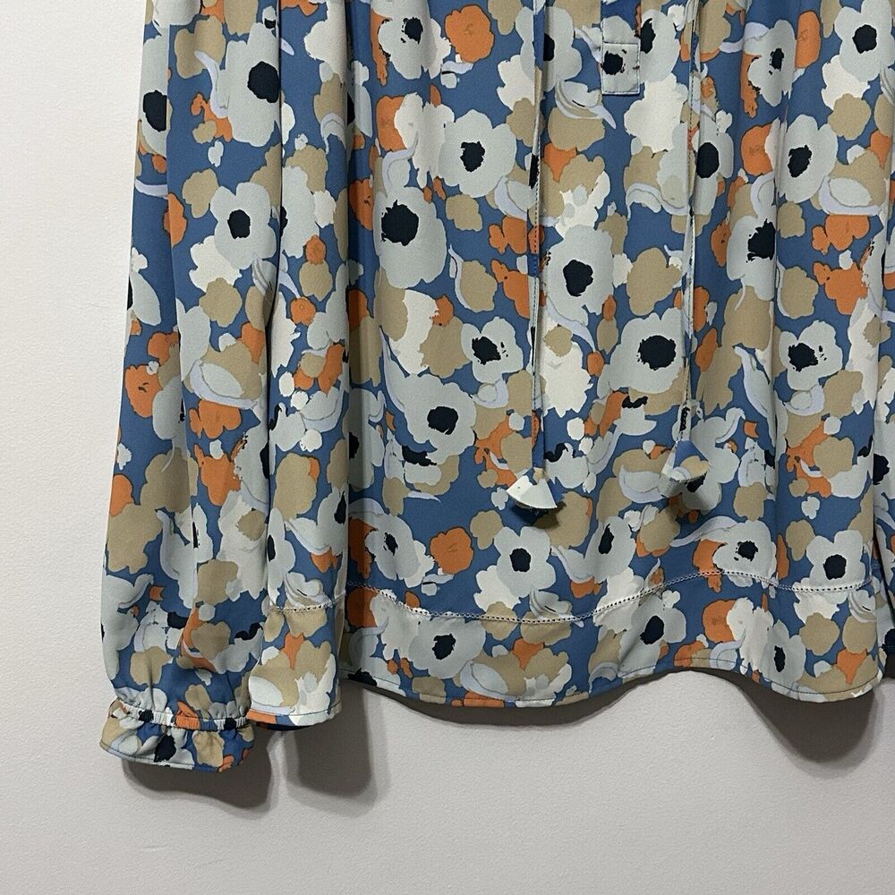 Joie Floral Fields Long Sleeve Peasant Top Blouse M Casual Summer Blue Popover - Picture 4 of 11